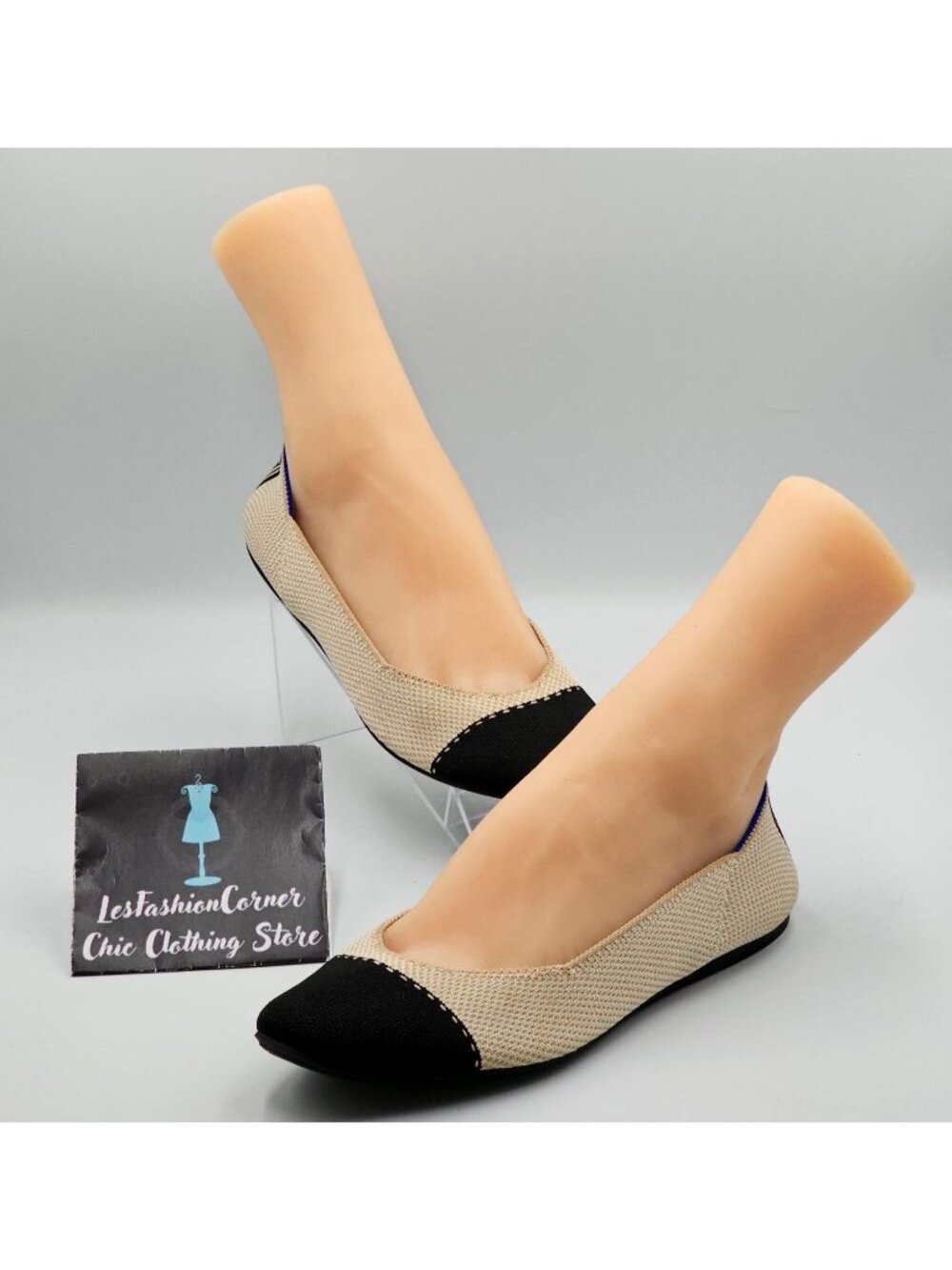 Rothy's Women's Black Beige The Square Slip-On Shoes Squared-Toe Flats Sz 9 2743 - Picture 12 of 16